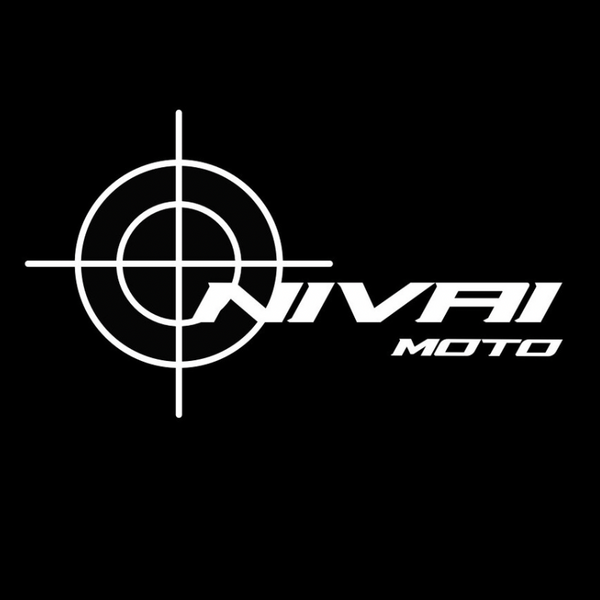 Nival Moto logo with a target design on a black background